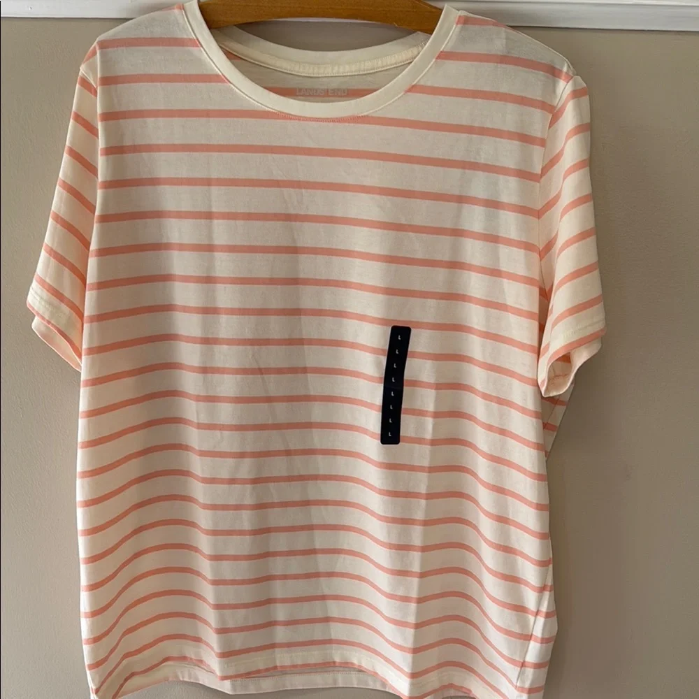 Bundle of LANDS’ END Striped Women Short Sleeve Shirt & Green Waffle Knit Shirt - Picture 2 of 11